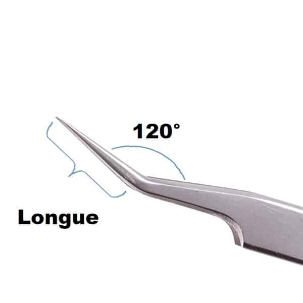 Pince extensions de cils semi courbée 120°